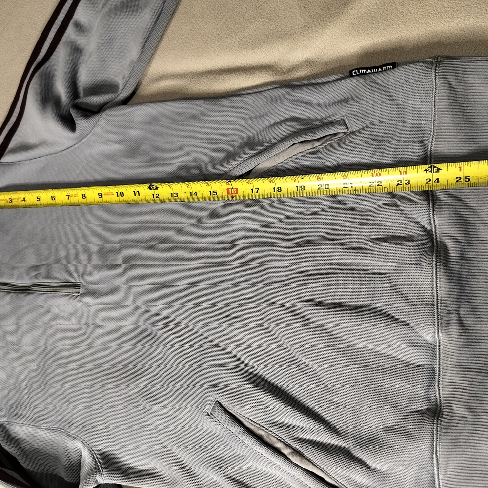 adidas Gray Half-Zip Pindot Sweatshirt  with Black Stripes. - Picture 5 of 15